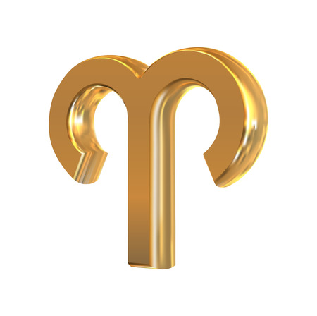 Golden zodiac sign Aries, object made with meshのイラスト素材