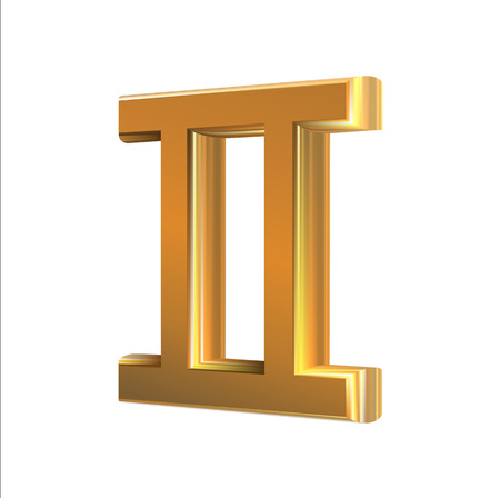 Golden zodiac sign Gemini, object made with meshのイラスト素材