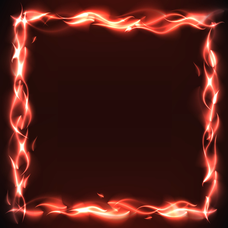 Burn flame fire frame vector background with free space insideのイラスト素材