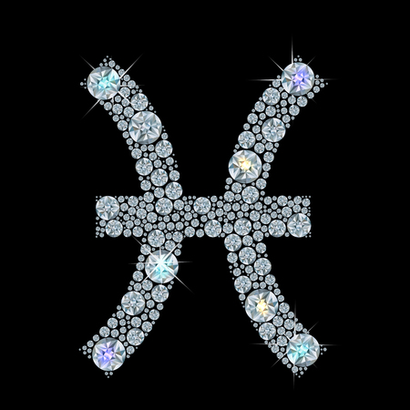 Diamond sign of the zodiac Pisces. Vector Illustration. EPS10のイラスト素材