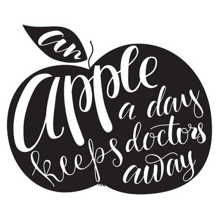 Apple silhouette with lettering.のイラスト素材
