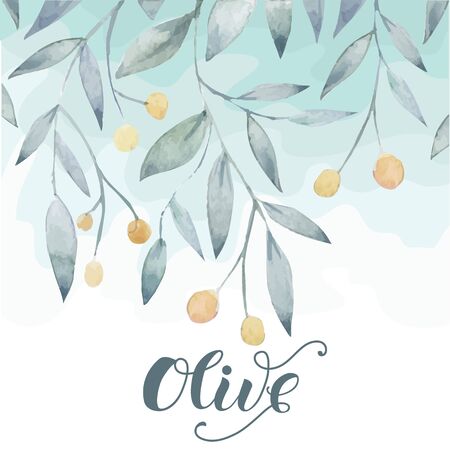 Olive hand drawn backgroundのイラスト素材