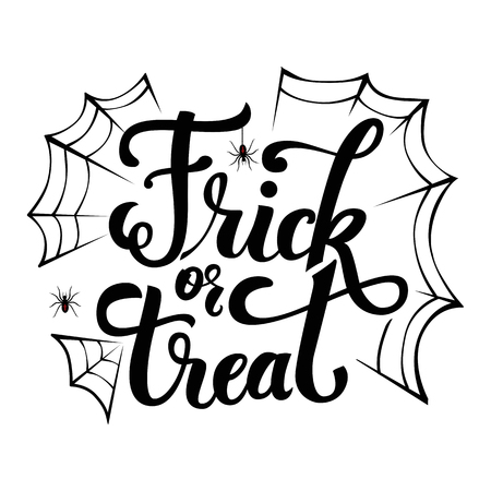 Holiday lettering Halloween party theme with inscription Trick or treatのイラスト素材