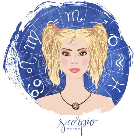 Zodiac signs Scorpio in image of beauty girlのイラスト素材