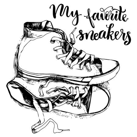 Vintage sneakers  and inspirational letteringのイラスト素材