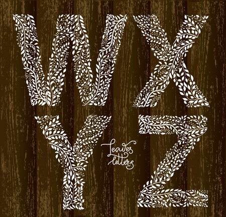 Set of letters on wooden backgroundのイラスト素材