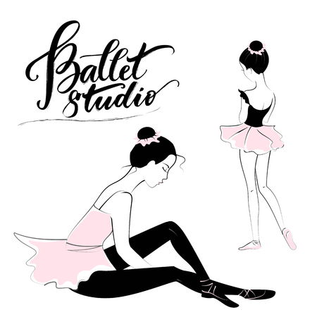 Silhouette of young ballerinaのイラスト素材