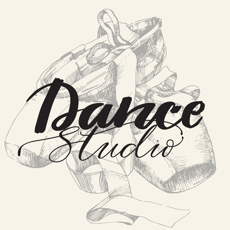 Dance studio logo with young ballerinaのイラスト素材