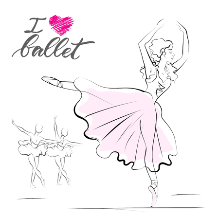 A drawing of young ballerina.のイラスト素材