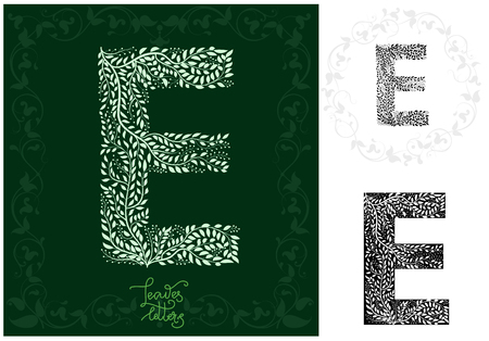Leaves alphabet, Letter Eのイラスト素材