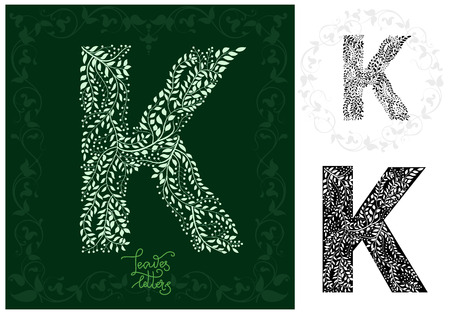 Leaves alphabet, Letter Kのイラスト素材