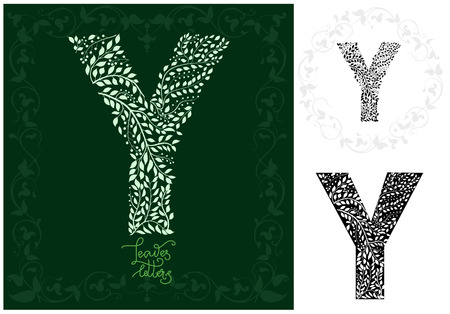 Letter Y made with decorative leaves designのイラスト素材