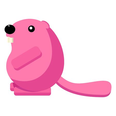 Funny pink beaver. Vector illustration for children's books, postcards, banners, knitwear.のイラスト素材
