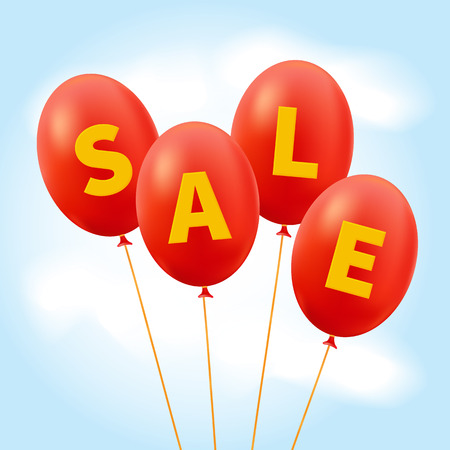 Sale. Four balloons in the sky. Vector illustrationのイラスト素材