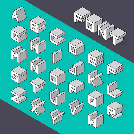 Isometric 3d type font set. Vector illustrationのイラスト素材
