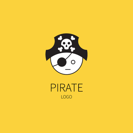 Logo. Pirate captain head. Flat style vector illustrationsのイラスト素材