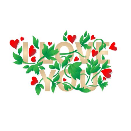 I love you. Valentines day greeting card. Vector illustration.のイラスト素材