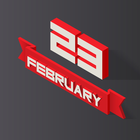 February 23. Vector illustration in isometric style. Great gift card for men.のイラスト素材