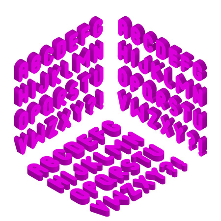 Isometric 3d type font set. Vector illustrationのイラスト素材