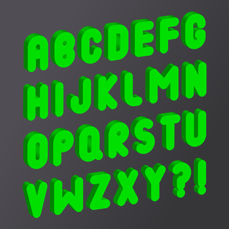 Green bubble 3D font. Vector alphabet isolated on black background.のイラスト素材