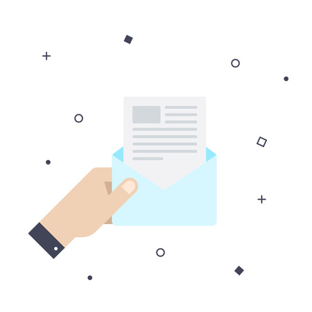 Hand holing envelope. Flat style. Vector illustration business concept design.のイラスト素材