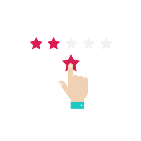 Rating stars. Hand with a red star.  Flat design vector illustration.のイラスト素材