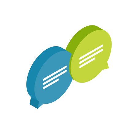  Chat icon, message. Ð¡hatting bubble speeches. Online conversation concept. Isometric style vector illustration.のイラスト素材