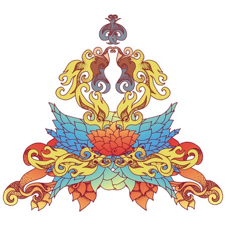 baroque ornament for greeting card, textile or tattooのイラスト素材