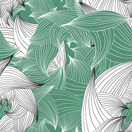 Vector seamless pattern of green graphic petalsのイラスト素材