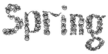 Word Spring with ornament. Hand drawn letters.のイラスト素材