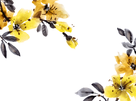 Watercolor floral cardの写真素材