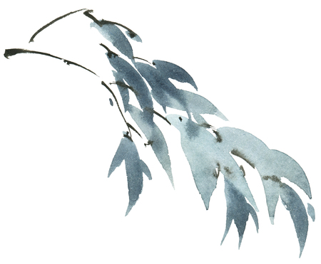 Watercolor painted tree leavesの写真素材