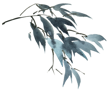 Watercolor painted tree leavesの写真素材