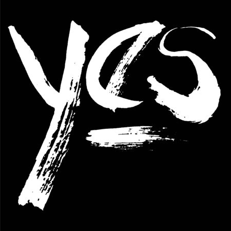Vector grunge lettering with hand drawn ink paint stains isolated on white background. Short phrase Yes word.のイラスト素材