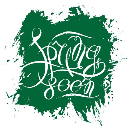 Hand lettering Spring soon with grunge texture decor, vector EPS8 illustrationのイラスト素材