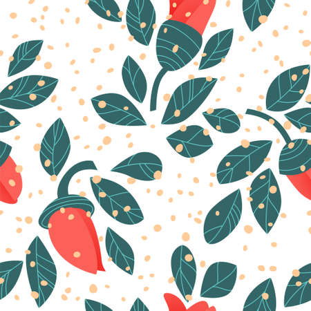 llustration of doodle flowers. Vector seamless pattern.のイラスト素材