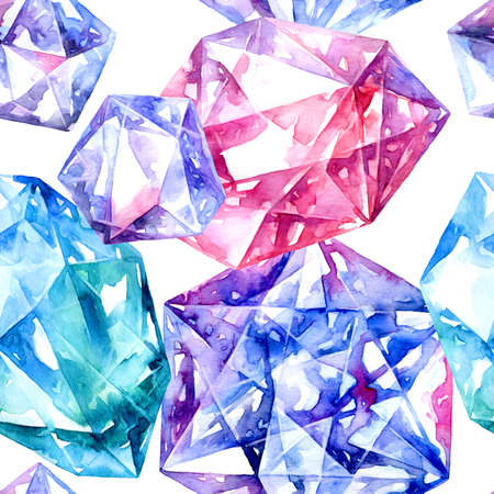 Watercolor seamless pattern with crystalsの写真素材