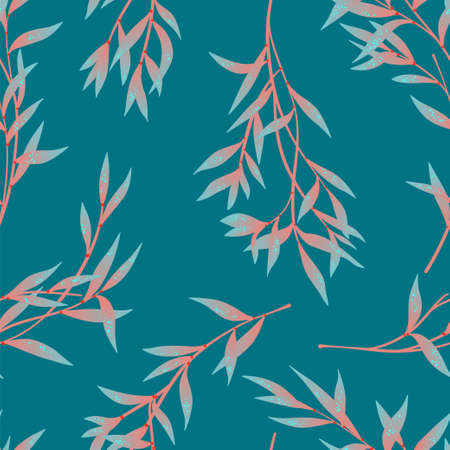 Vector seamless pattern with tree leavesのイラスト素材