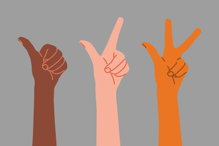 One two three hand gestures. Flat vector set.のイラスト素材