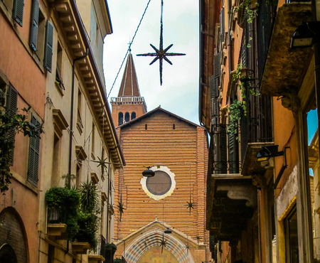 Cozy and romantic streets of Verona Italyの写真素材