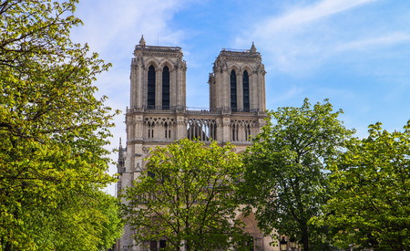 Notre Dame Cathedral in spring. Before the fire. April 05, 2019. Paris Franceの写真素材