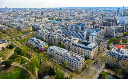 Aerial view of Paris city from Eiffel Tower. France. April 2019のeditorial素材