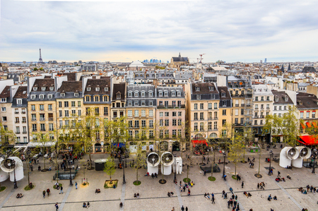 Paris / France - April 07 2019: View of Paris city from Center of Pompidou in springのeditorial素材
