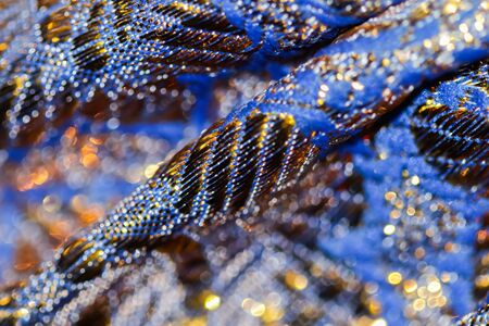 Blue and golden abstract blur defocused background.の写真素材