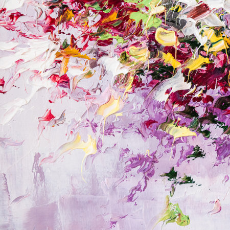 Colorful Oil Painting on canvas. Abstract art background. Fragment of Modern artwork. Brush Strokes of paint.の写真素材