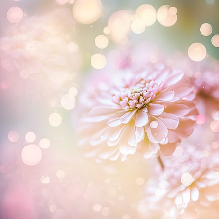 Flower field, meadow flowers in soft warm light. Summer landscape blurry nature background. High quality photoの素材
