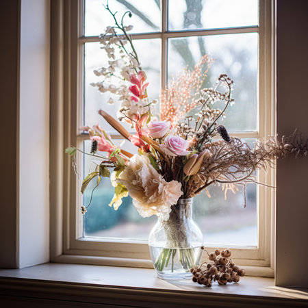Beautiful bouquet of flowers in a vase. Floral arrangementの素材