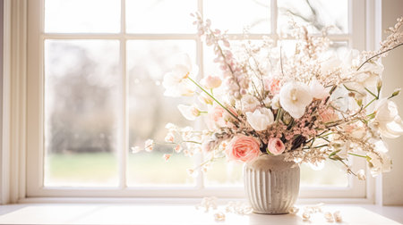 Beautiful bouquet of flowers in a vase. Floral arrangementの素材
