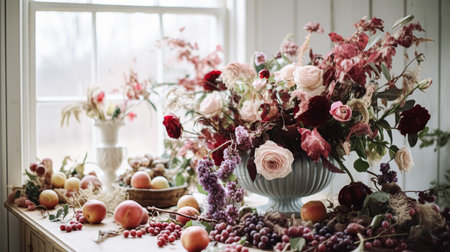 Beautiful bouquet of flowers in a vase. Floral arrangementの素材