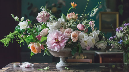 Beautiful bouquet of flowers in a vase. Floral arrangementの素材